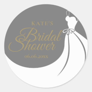 Elegantes Brautkleid als Geschenk zur Brautparty Runder Aufkleber