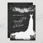 Elegantes Brautkleid auf Rustikalem Schwarzwald Einladung (Vorne/Hinten)