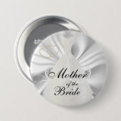 Elegantes Brautkleid auf weißem Satin Button (Vorne & Hinten)