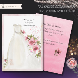 Elegantes Brautkleid aus Aquarell zur Hochzeitsgra Feiertagskarte
