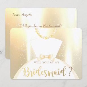 Elegantes Brautkleid aus Gold glänzend Brautjungfe Einladung