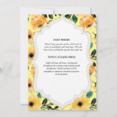 Elegantes Brautkleid Blumengelb-Tischtuch  Einladung (Rückseite)