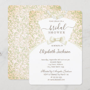 Elegantes Brautkleid Damast Brautparty Hochzeitsdu Einladung