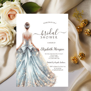 Elegantes Brautkleid Gold Glitter Brautparty  Einladung
