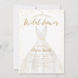 Elegantes Brautkleid mit Goldglitter Hochzeit Brau Einladung