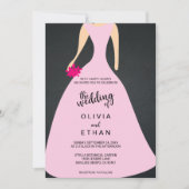 Elegantes Brautkleid mit schicker Rose Einladung z (Vorderseite)