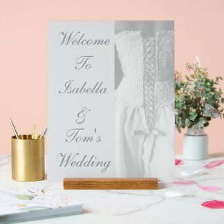 Elegantes Brautkleid-Script-Hochzeitsfest Acrylschild