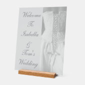 Elegantes Brautkleid-Script-Hochzeitsfest Acrylschild (Winkel)