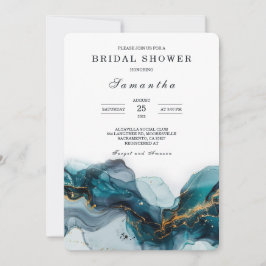 Elegantes Brautparty aus Aquamarinem und Goldmarmo Einladung