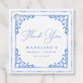 Elegantes Brautparty aus Blauem Tile Geschenkanhänger (Vorderseite)