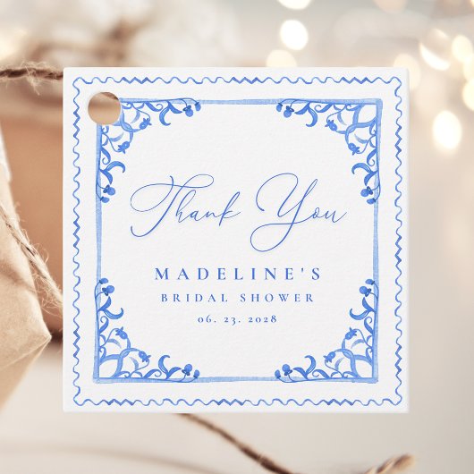 Elegantes Brautparty aus Blauem Tile Geschenkanhänger