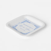 Elegantes Brautparty aus Blauem Tile Pappteller (Gewinkelt)