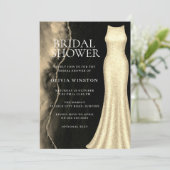 Elegantes Brautparty aus Gold und Schwarz Einladung (Stehend Vorderseite)