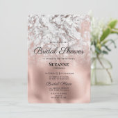 Elegantes Brautparty aus Graurosa Einladung (Stehend Vorderseite)