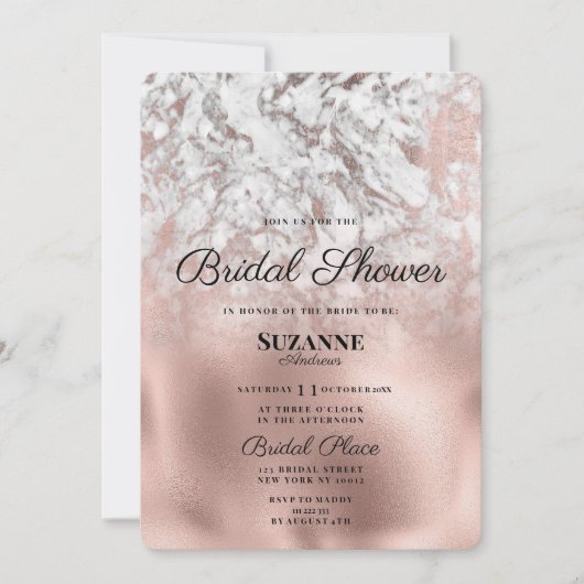 Elegantes Brautparty aus Graurosa Einladung (Vorderseite)