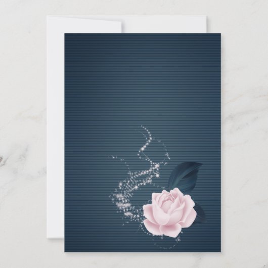 elegantes Brautparty aus Marinebar und rosa Blumen Einladung (Rückseite)