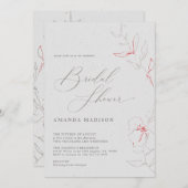 Elegantes Brautparty aus schlichten grauen und rot Einladung (Vorne/Hinten)