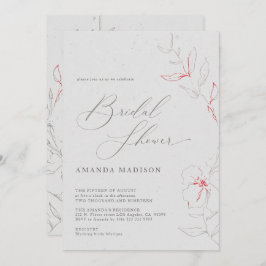 Elegantes Brautparty aus schlichten grauen und rot Einladung