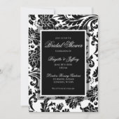 Elegantes Brautparty aus schwarz-weißem Damast Einladung (Vorderseite)