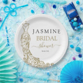 Elegantes Brautparty aus Weiß- und Goldenem Rock Pappteller (Party)