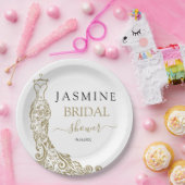 Elegantes Brautparty aus Weiß- und Goldenem Rock Pappteller (Party)