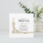 Elegantes Brautparty aus Weiß- und Goldenem Rock Save The Date (Stehend Vorderseite)