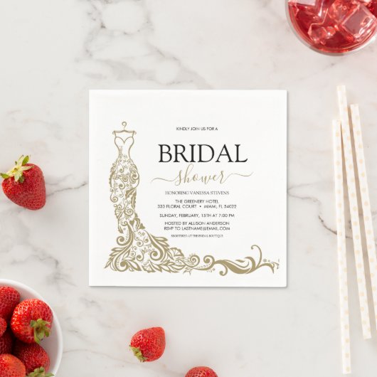 Elegantes Brautparty aus Weiß- und Goldenem Rock Serviette (Beispiel)