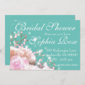 Elegantes Brautparty aus weißem Blumenhydrangeas Einladung (Vorne/Hinten)