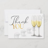 Elegantes Brautparty aus Weißem Gold Dankeskarte (Vorderseite)