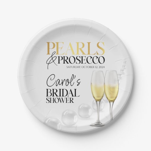 Elegantes Brautparty aus Weißem Gold Pappteller (Vorderseite)