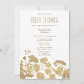 Elegantes Brautparty aus Weißgold Wildblume Einladung (Vorderseite)