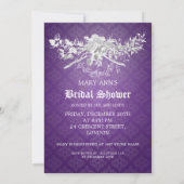 Elegantes Brautparty-Barock blüht Lila Einladung (Rückseite)