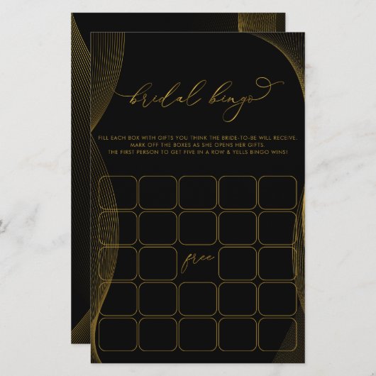 Elegantes Brautparty Bingo Game (Vorne/Hinten)