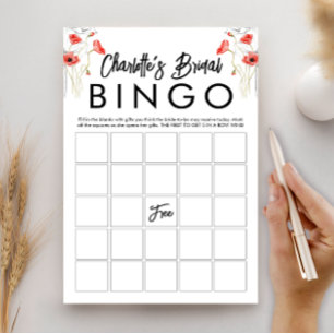 Elegantes Brautparty Bingo Game Card Einladung