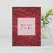 Elegantes Brautparty-Blatt-Musik-Rot Einladung (Stehend Vorderseite)