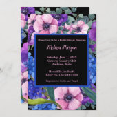 Elegantes Brautparty Blau Lila Rosa Einladung (Vorne/Hinten)