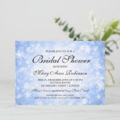 Elegantes Brautparty-blaues Winter-Märchenland Einladung (Stehend Vorderseite)