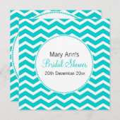 Elegantes Brautparty Blaues Zickzack Muster Einladung (Vorne/Hinten)
