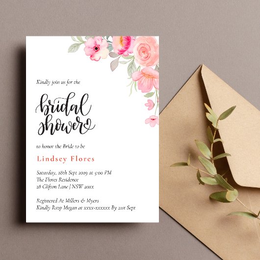 Elegantes Brautparty Blumengrün Einladung