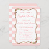 Elegantes Brautparty Blush Stripes Einladung (Vorne/Hinten)