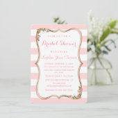 Elegantes Brautparty Blush Stripes Einladung (Stehend Vorderseite)