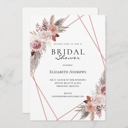 Elegantes Brautparty Boho Einladung (Vorne/Hinten)