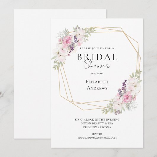 Elegantes Brautparty Boho Einladung (Vorne/Hinten)