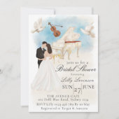 Elegantes Brautparty | Bride & Groom Piano| Geige Einladung (Vorderseite)