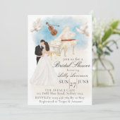 Elegantes Brautparty | Bride & Groom Piano| Geige Einladung (Stehend Vorderseite)