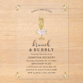 Elegantes Brautparty Brunch & Bubbly Acryleinladungen (Vorderseite)
