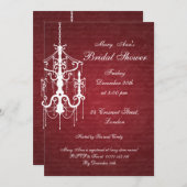 Elegantes Brautparty Chandelier Red Einladung (Vorne/Hinten)