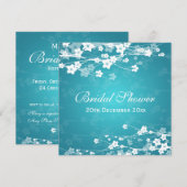 Elegantes Brautparty Cherry Blossom Blau Einladung (Vorne/Hinten)