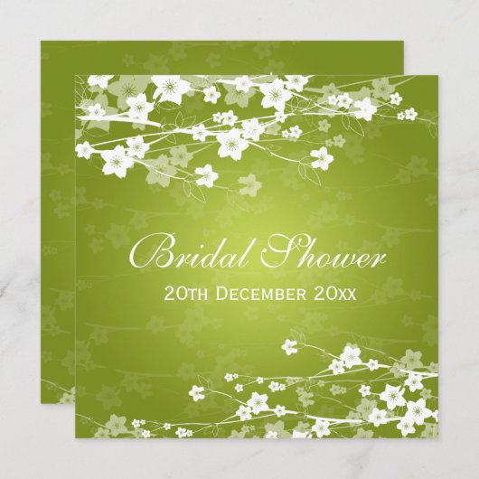 Elegantes Brautparty Cherry Blossom Lime Green Einladung (Vorne/Hinten)