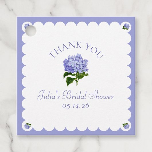 Elegantes Brautparty Classic Hydrangea skallopiert Geschenkanhänger (Vorderseite)